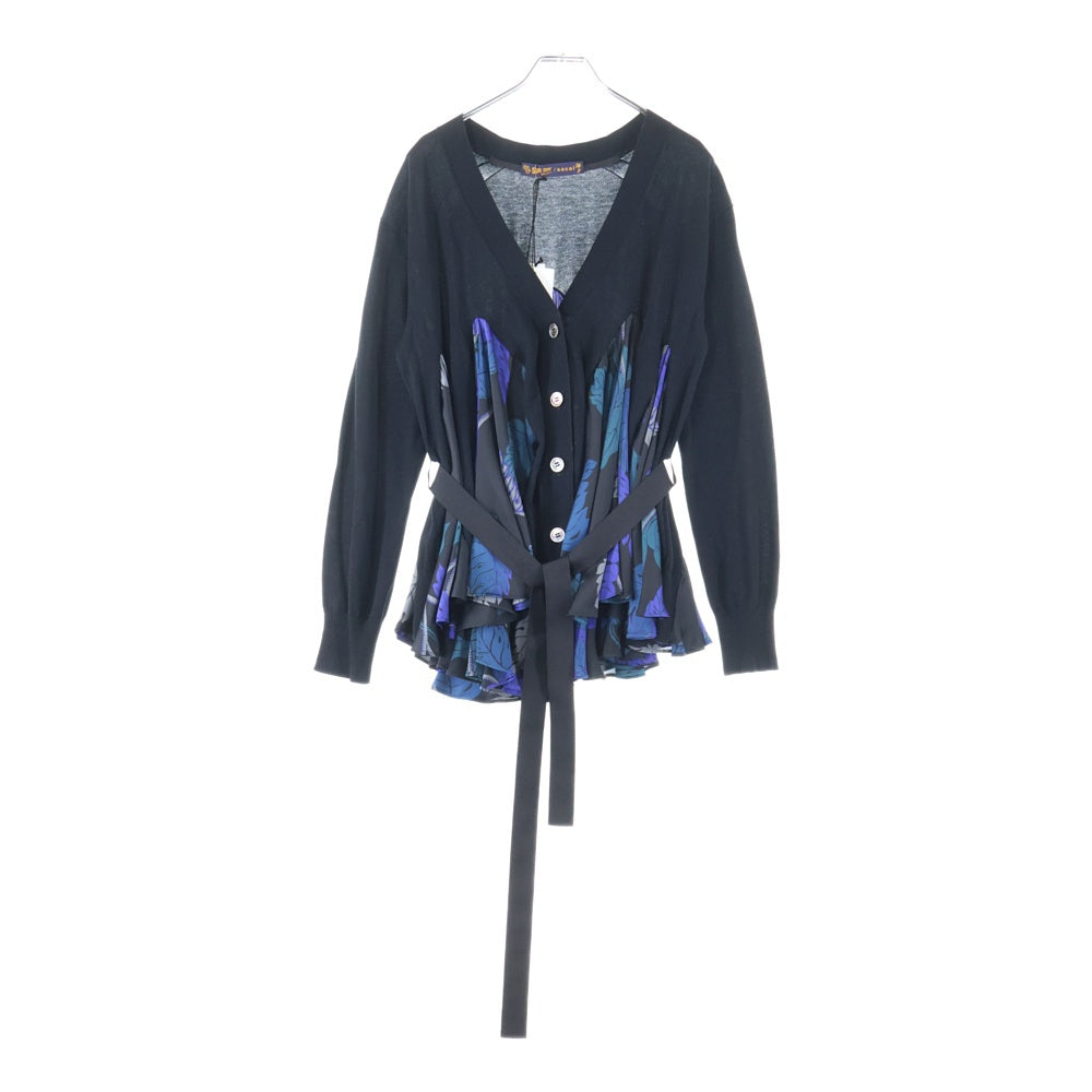 Sacai(サカイ) ×SUN SURF サンサーフ バックリボンドッキング フレアカーディガン レディース ブラック/ブルー 20‐05097