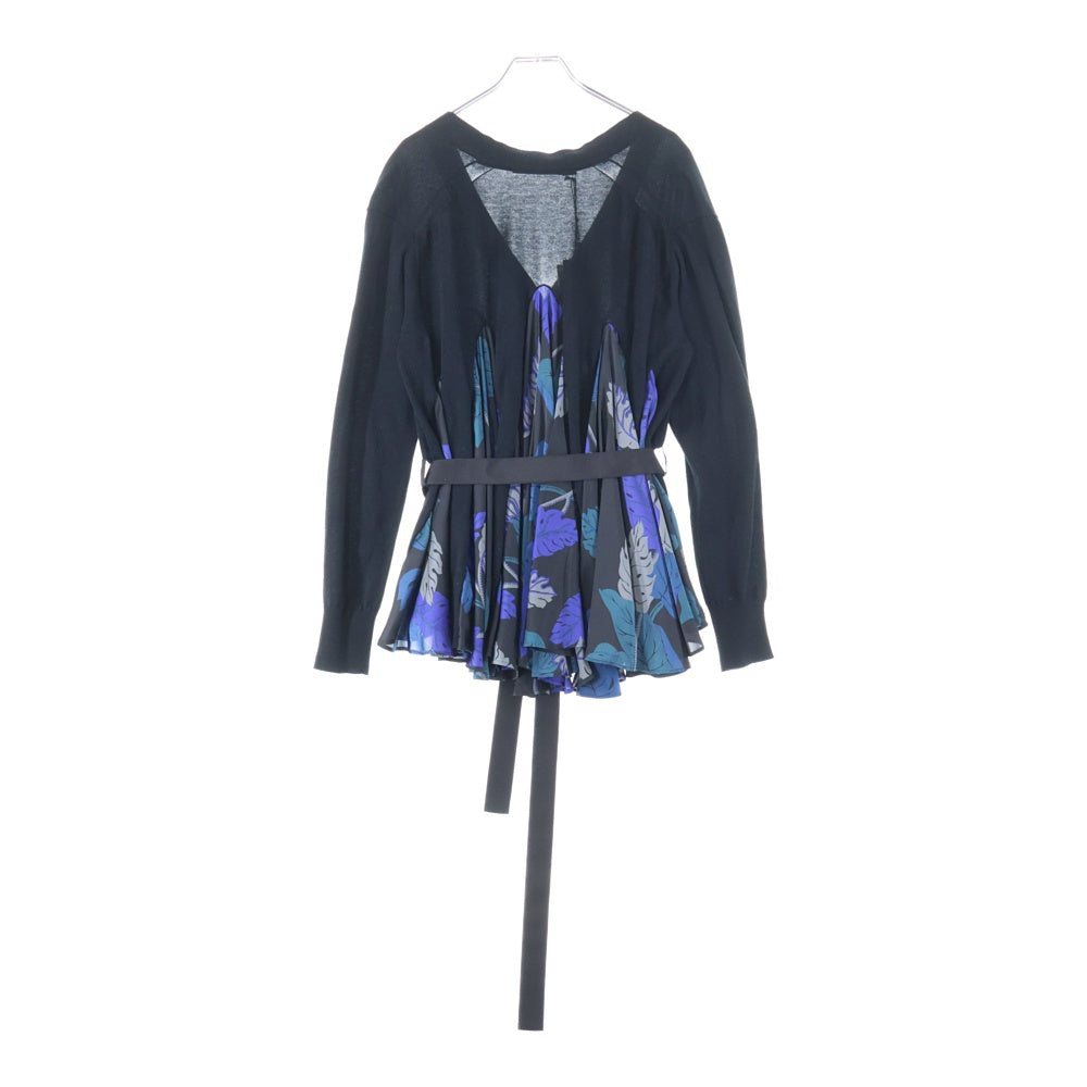 Sacai(サカイ) ×SUN SURF サンサーフ バックリボンドッキング フレアカーディガン レディース ブラック/ブルー 20‐05097