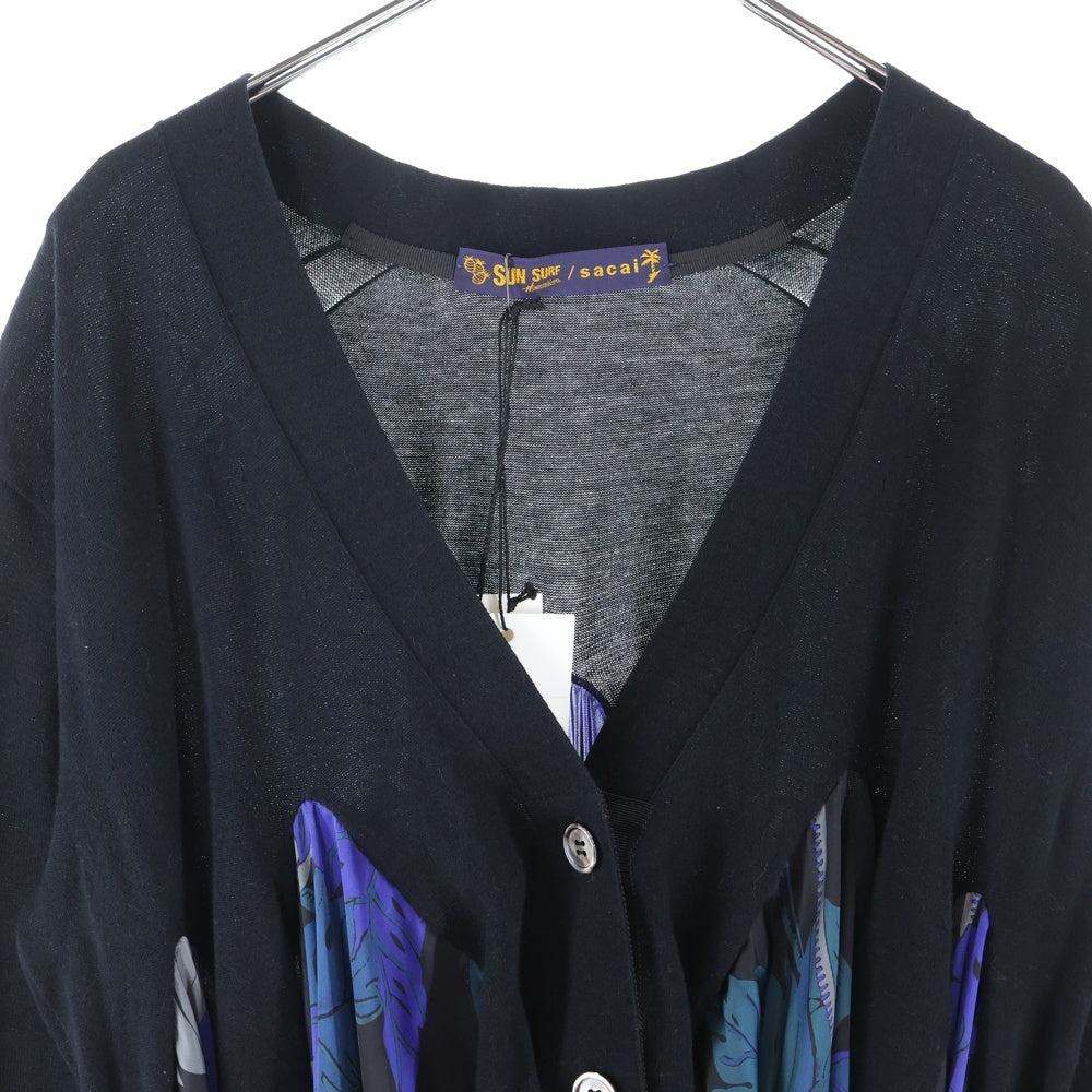 Sacai(サカイ) ×SUN SURF サンサーフ バックリボンドッキング フレアカーディガン レディース ブラック/ブルー 20‐05097