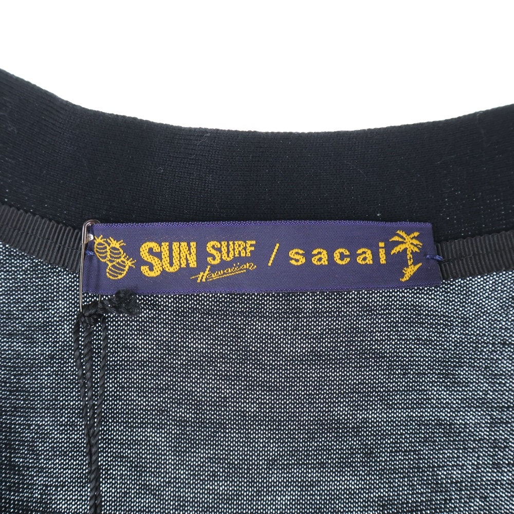 Sacai(サカイ) ×SUN SURF サンサーフ バックリボンドッキング フレアカーディガン レディース ブラック/ブルー 20‐05097