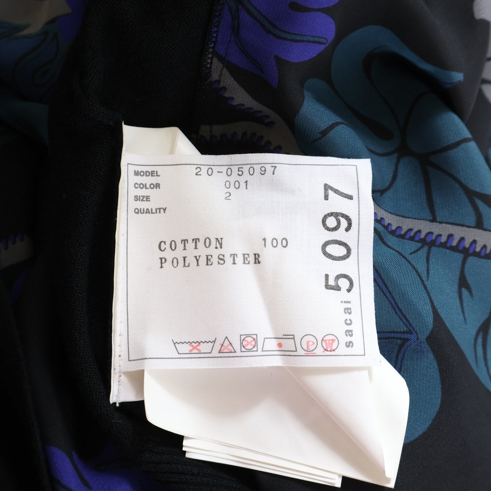 Sacai(サカイ) ×SUN SURF サンサーフ バックリボンドッキング フレアカーディガン レディース ブラック/ブルー 20‐05097
