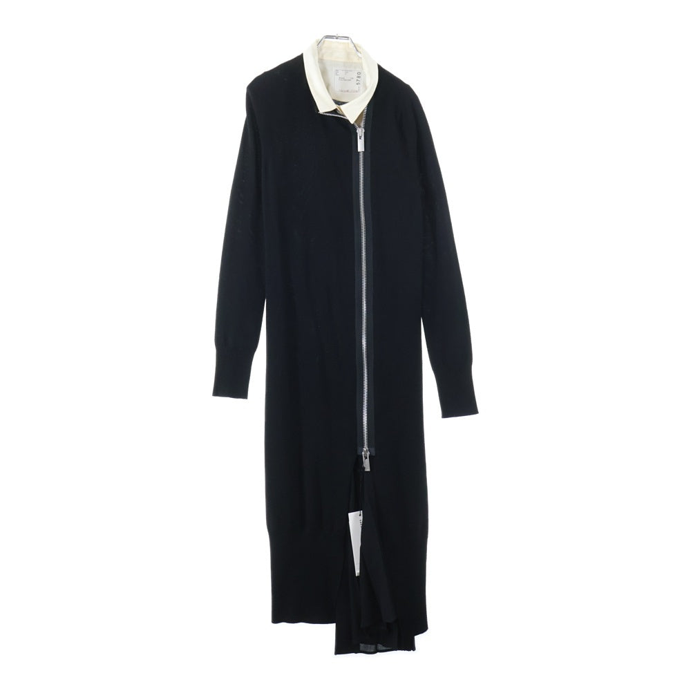 Sacai(サカイ) 21AW Suiting Mix Dress ドッキング ジップアップワンピースドレス ジャケット レディース ブラック 21‐05780