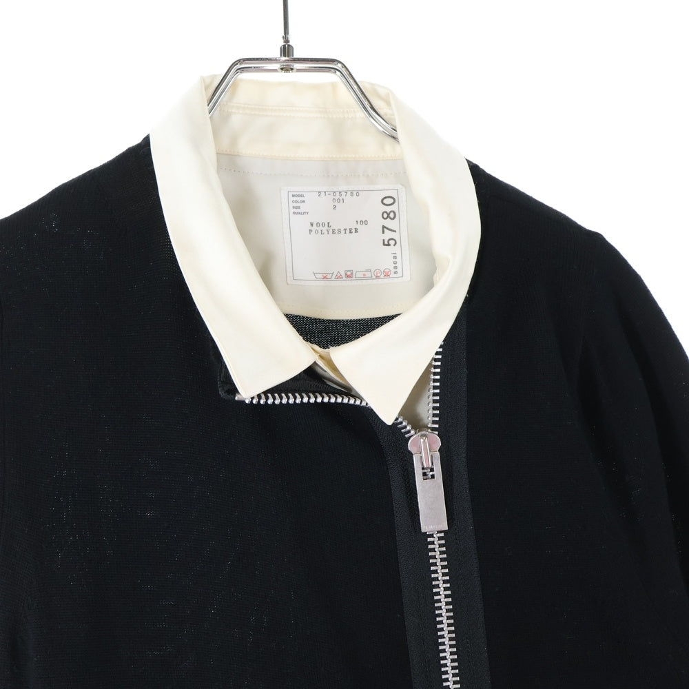 Sacai(サカイ) 21AW Suiting Mix Dress ドッキング ジップアップワンピースドレス ジャケット レディース ブラック 21‐05780