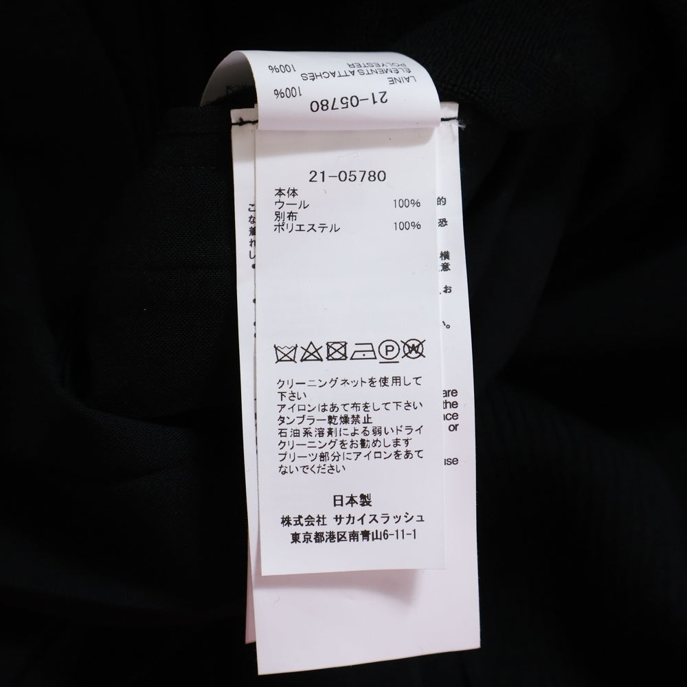 Sacai(サカイ) 21AW Suiting Mix Dress ドッキング ジップアップワンピースドレス ジャケット レディース ブラック 21‐05780