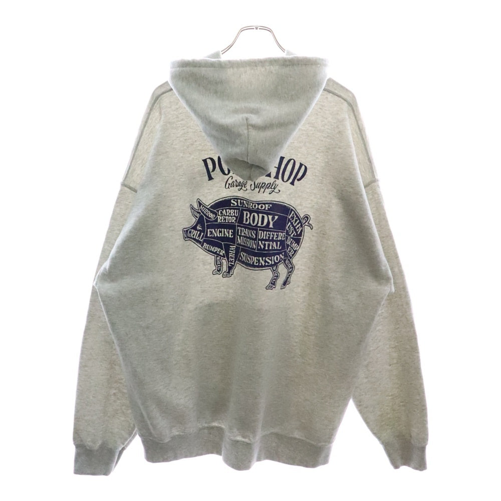 PORKCHOP(ポークチョップ) バックプリント プルオーバーパーカー フーディー グレー