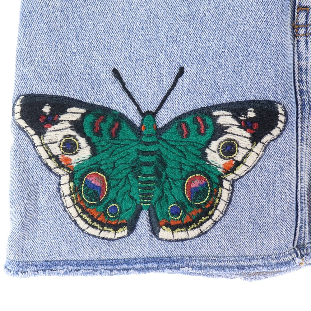 GUCCI(グッチ) バタフライ刺繍 デニムスカート 台形スカート インディゴ 433037 レディース