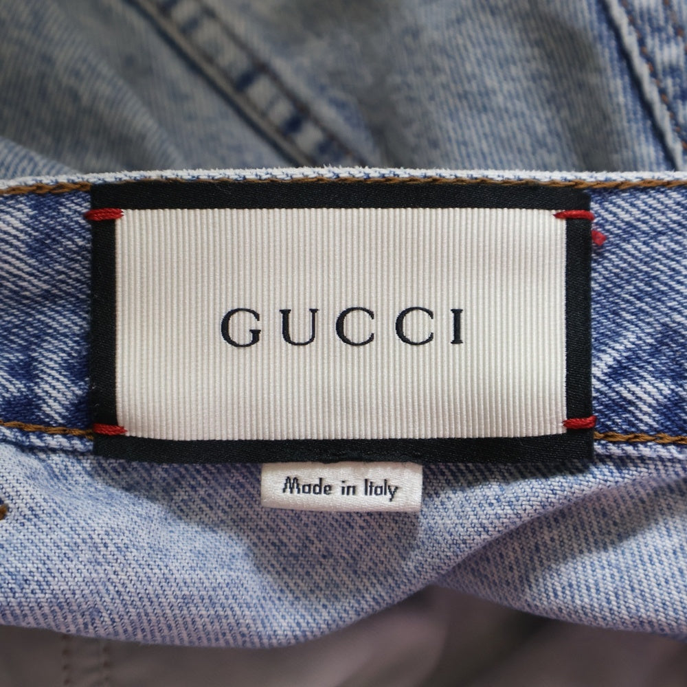 GUCCI(グッチ) バタフライ刺繍 デニムスカート 台形スカート インディゴ 433037 レディース