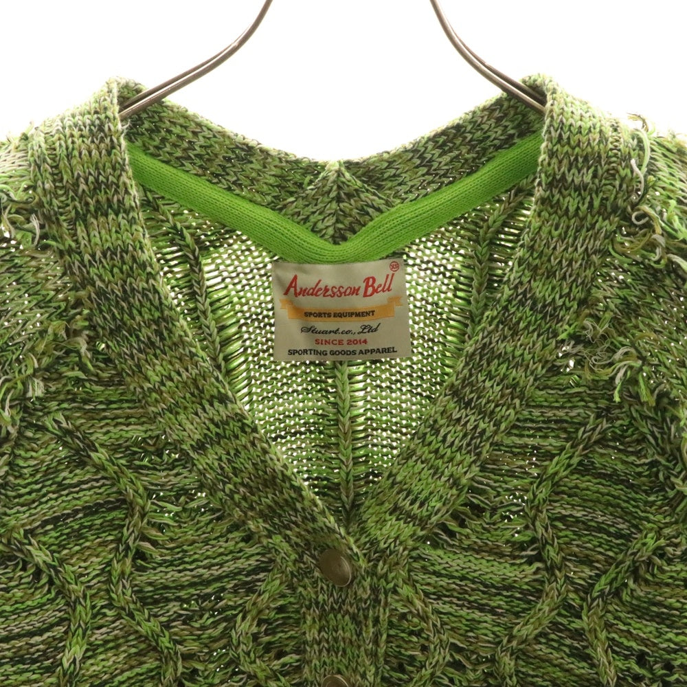 ADSB ANDERSSON BELL(アンダースンベル) ジャガードデザイン Vネックカーディガン ニット グリーン