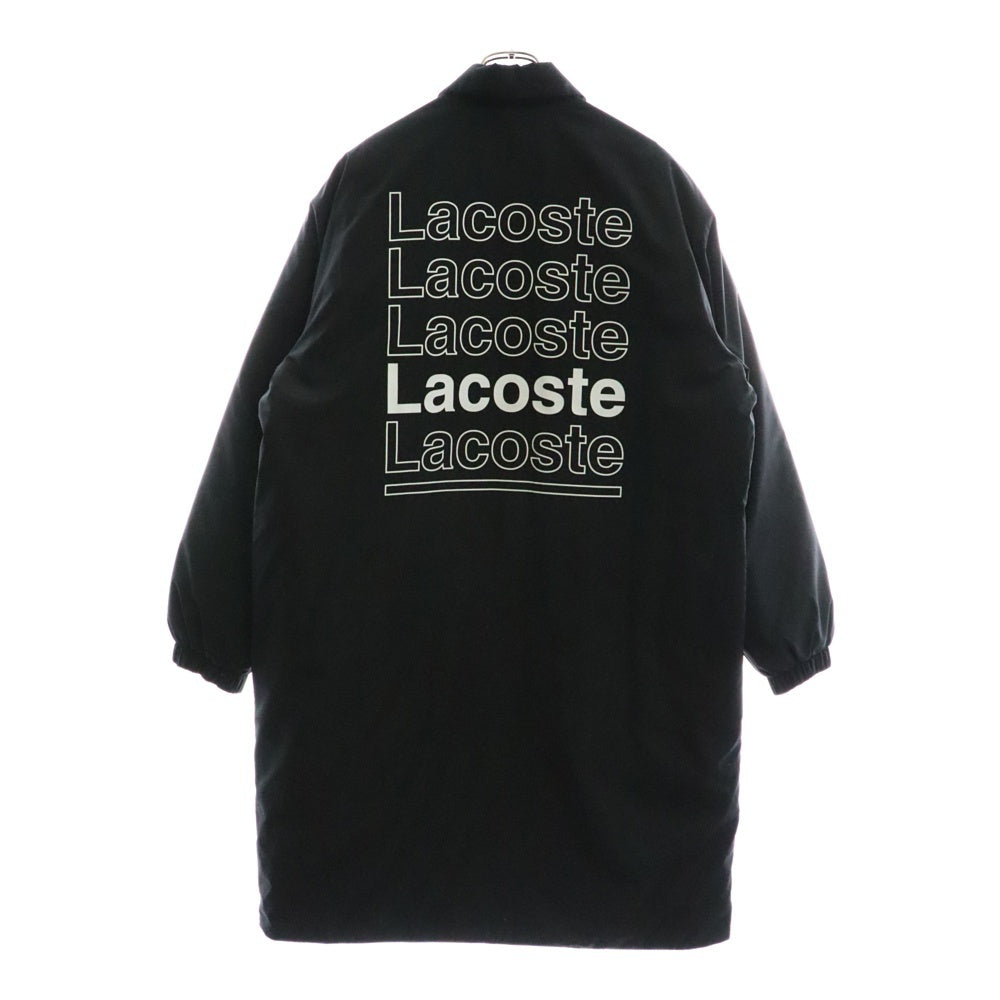 Lacoste L!VE(ラコステ ライブ) Lettered Water-Resistant Parka レタープリント ロングコーチジャケット ナイロンジャケット ブラック BH7274
