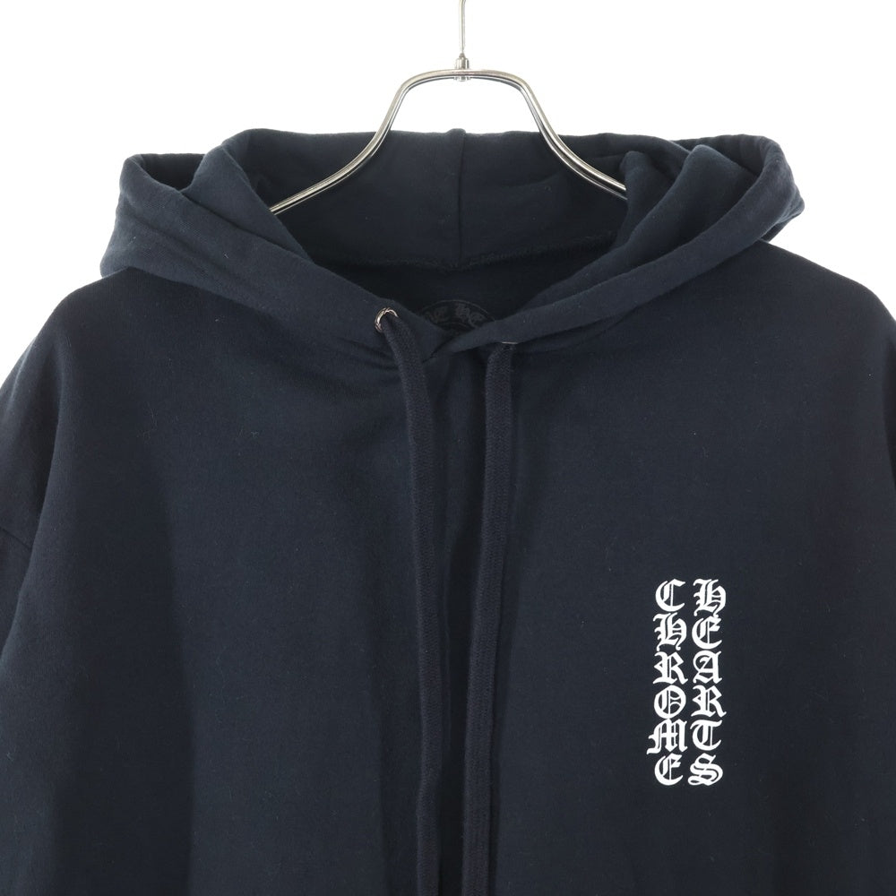 CHROME HEARTS(クロムハーツ) SWTSHRT PLVR 袖英字プリント プルオーバーパーカー フーディ ブラック