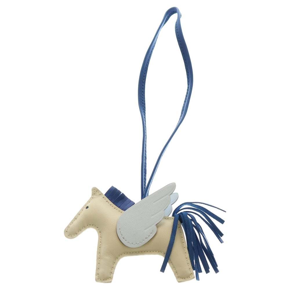 HERMES(エルメス) ロデオペガサス PM レザーチャーム W刻印 ベージュ/ブルー