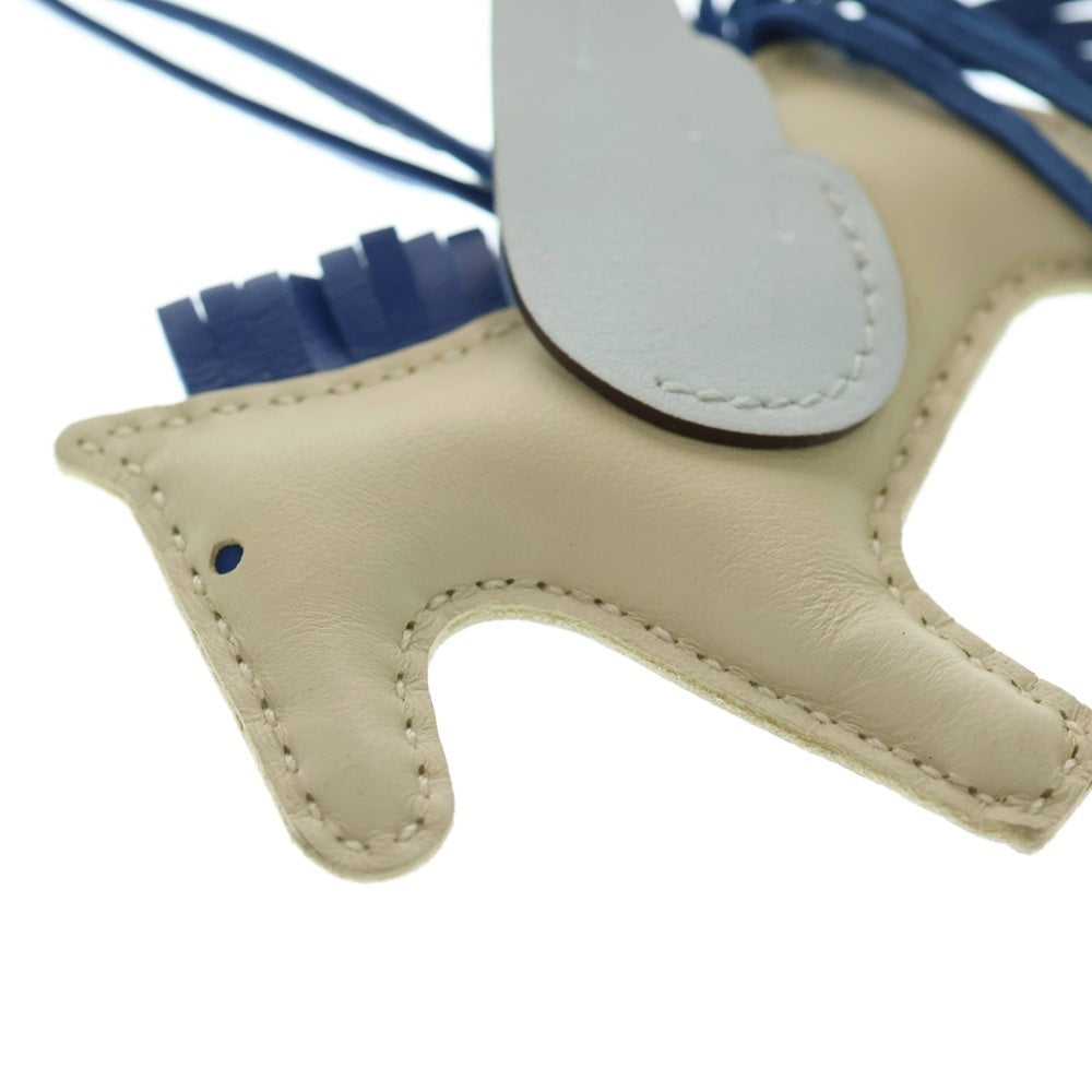 HERMES(エルメス) ロデオペガサス PM レザーチャーム W刻印 ベージュ/ブルー