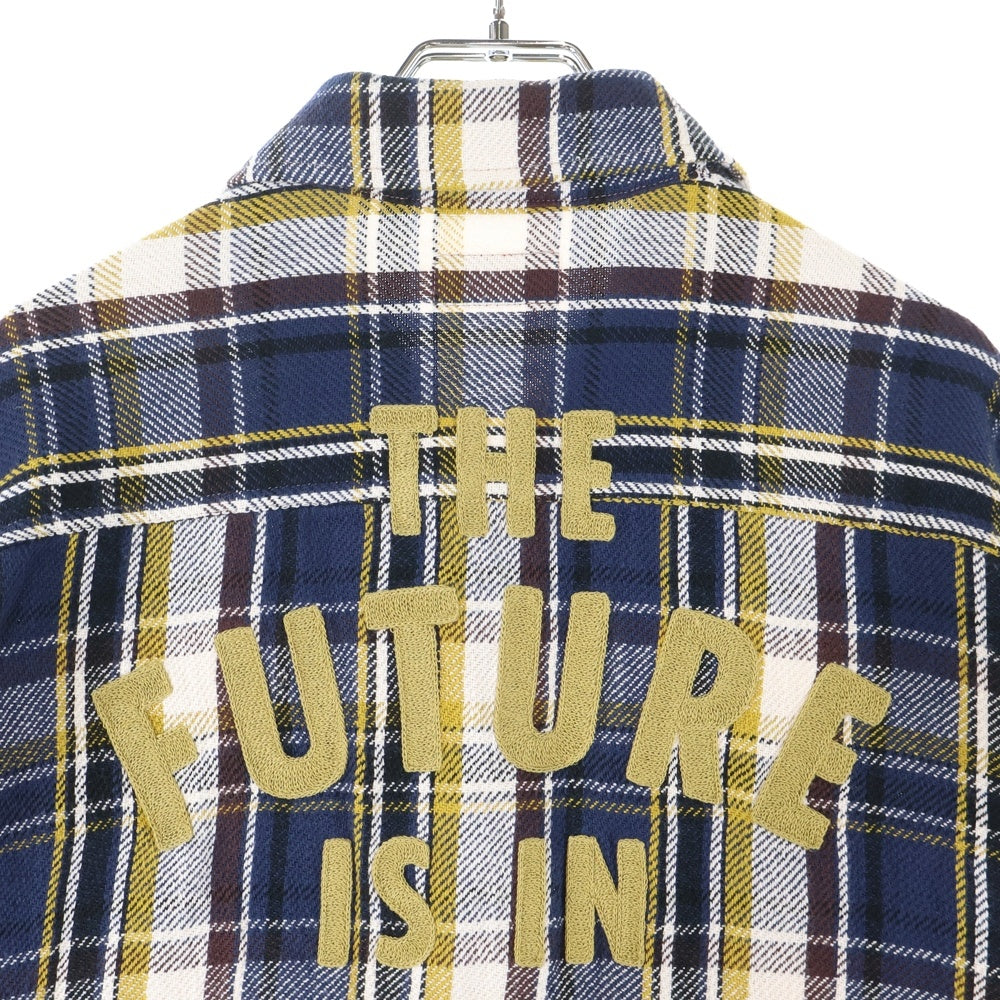 HUMAN MADE(ヒューマンメイド) CHECK SHIRT バイカラー 長袖チェックシャツ ブラウン/ブルー/イエロー HM30SH012