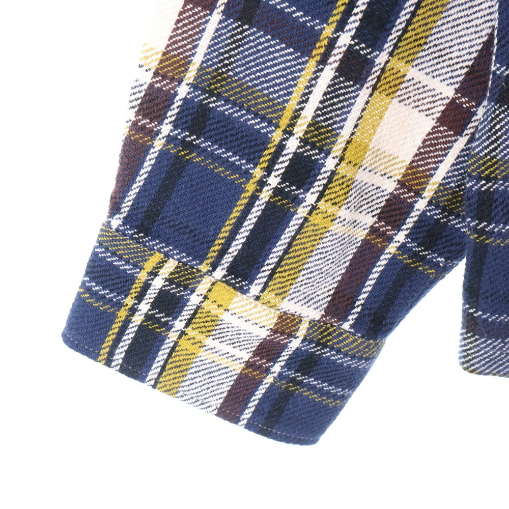 HUMAN MADE(ヒューマンメイド) CHECK SHIRT バイカラー 長袖チェックシャツ ブラウン/ブルー/イエロー HM30SH012