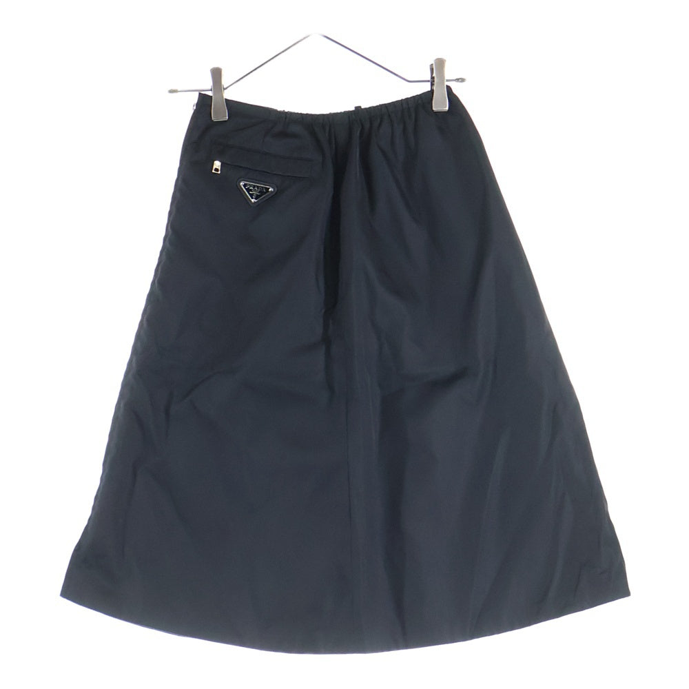 PRADA(プラダ) トライアングルロゴ ナイロンジップスカート 台形スカート ブラック レディース 21H881