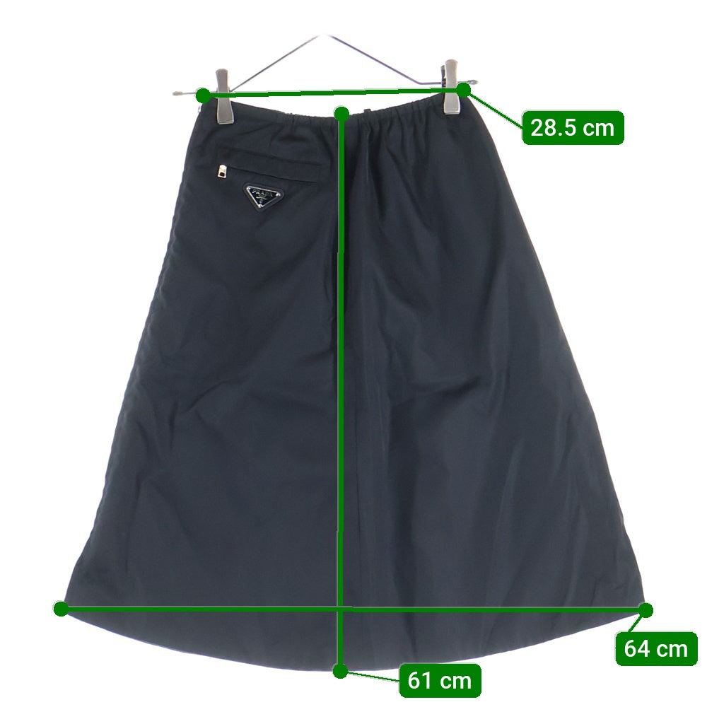 PRADA(プラダ) トライアングルロゴ ナイロンジップスカート 台形スカート ブラック レディース 21H881