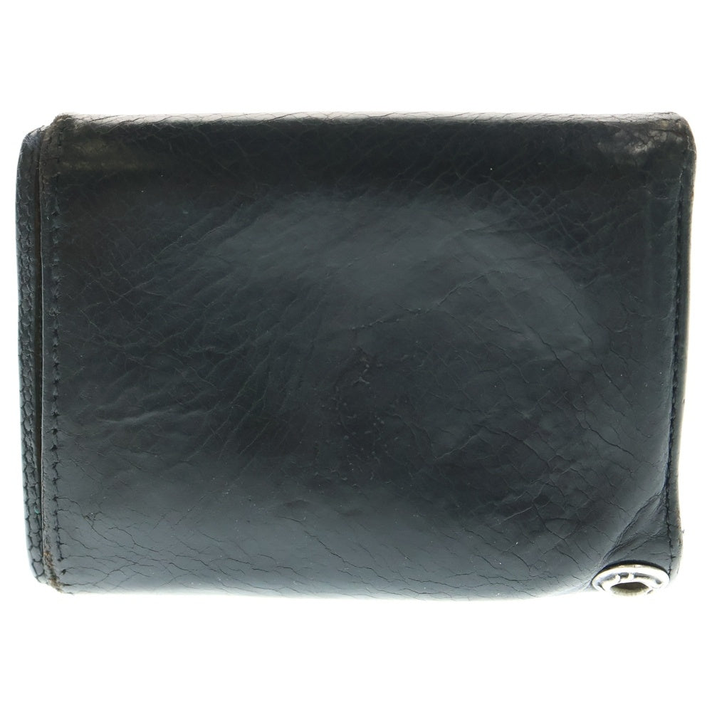 CHROME HEARTS(クロムハーツ) 3FOLD 3フォールド ハートボタン レザーウォレット 財布 ブラック BCA364