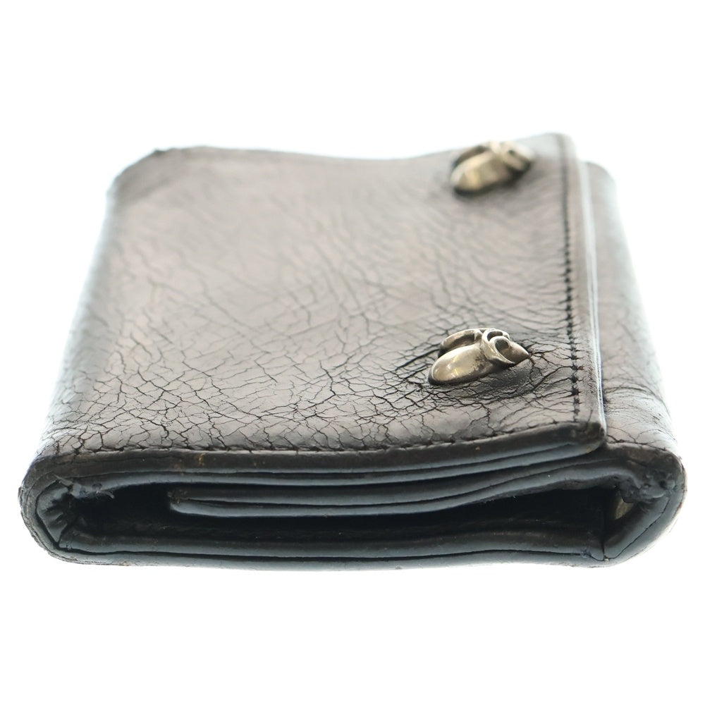 h*0様 クロムハーツ Chromehearts 3フォールドウォレットハートボ CHROME HEARTS(クロムハーツ) 3FOLD 3フォールド ハートボタン レザー