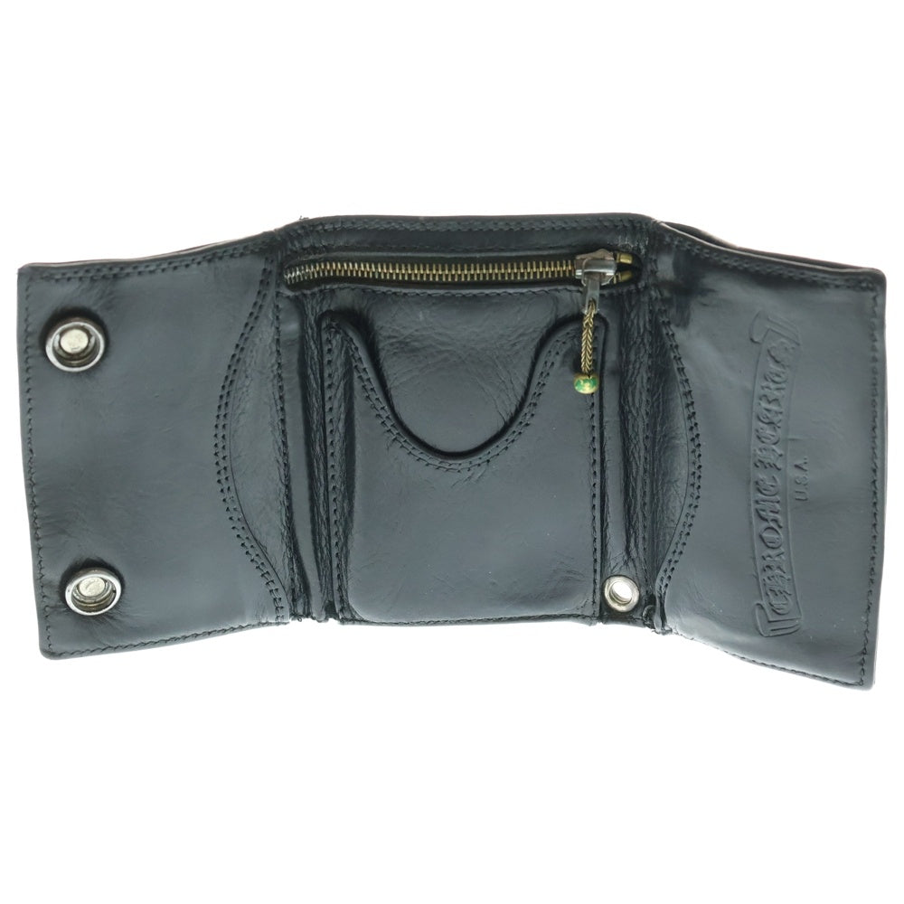 CHROME HEARTS(クロムハーツ) 3FOLD 3フォールド ハートボタン レザーウォレット 財布 ブラック BCA364