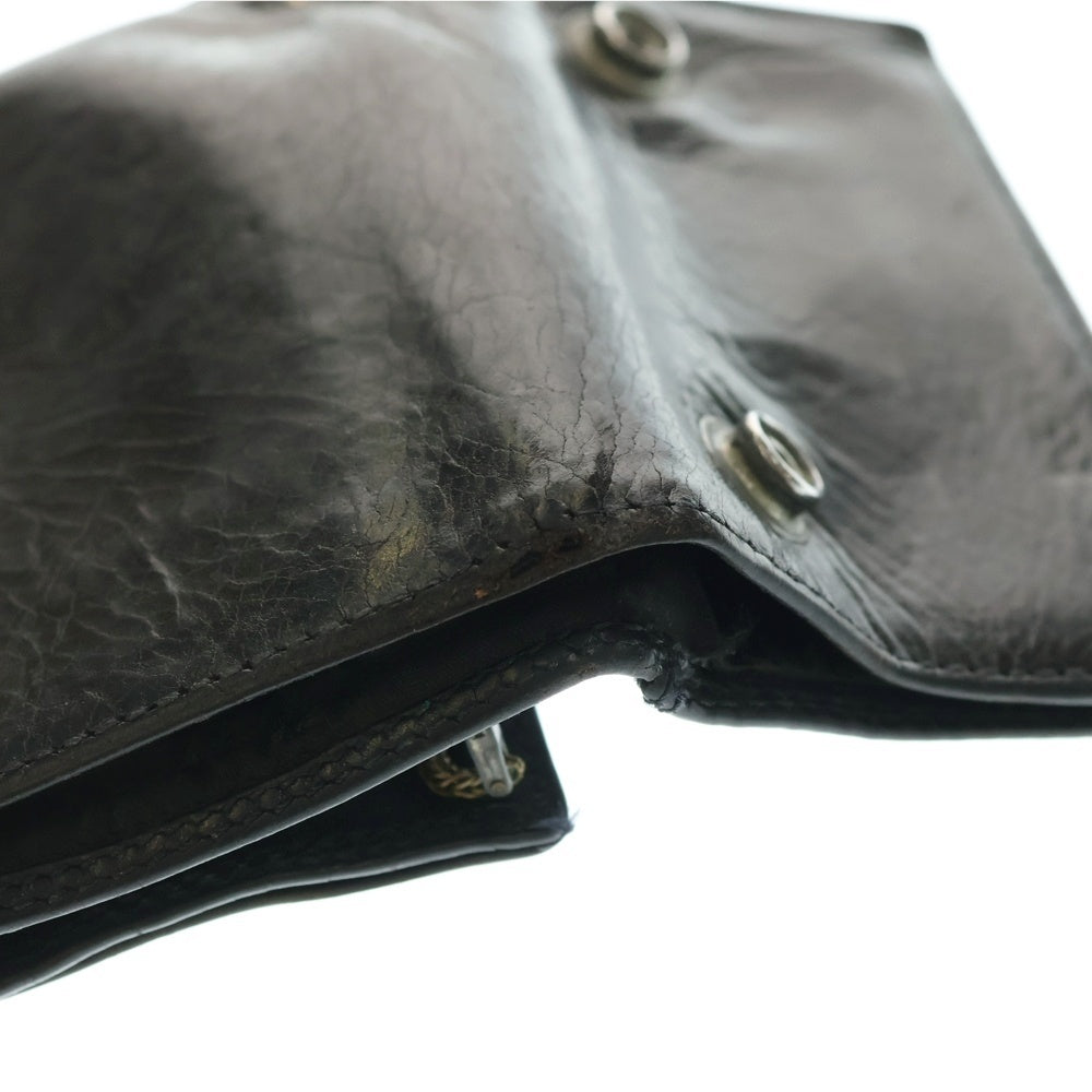 CHROME HEARTS(クロムハーツ) 3FOLD 3フォールド ハートボタン レザーウォレット 財布 ブラック BCA364