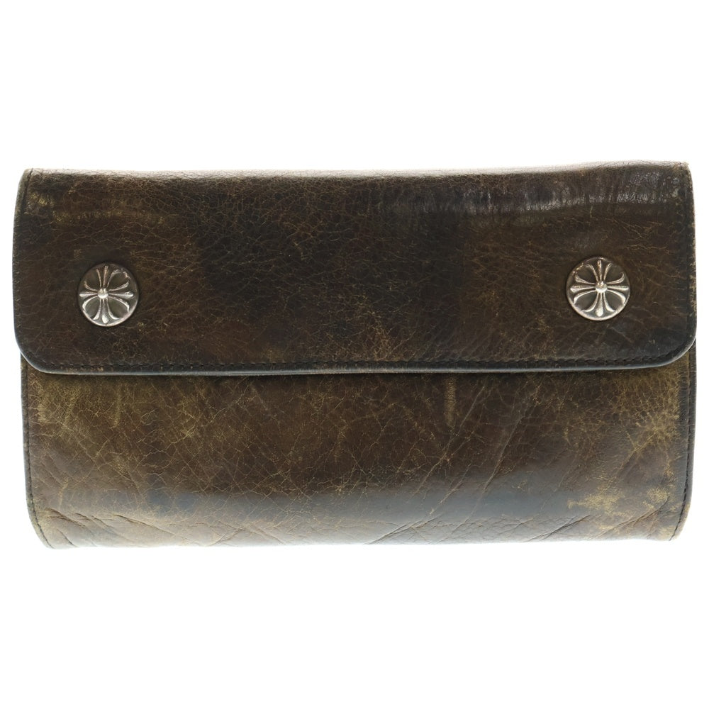 CHROME HEARTS(クロムハーツ) WAVE CROSS BALL CAMO ウェーブ ウォレット クロスボールボタン 迷彩 長財布 カーキ