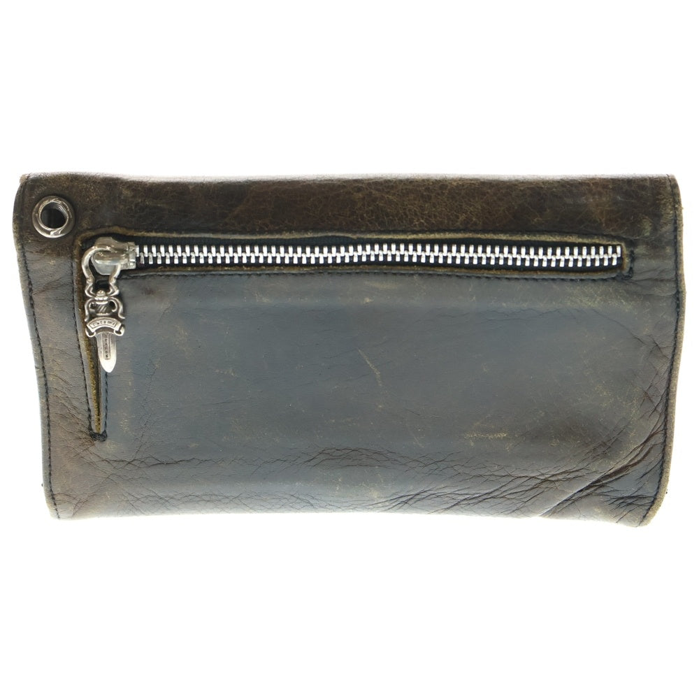 CHROME HEARTS(クロムハーツ) WAVE CROSS BALL CAMO ウェーブ ウォレット クロスボールボタン 迷彩 長財布 カーキ