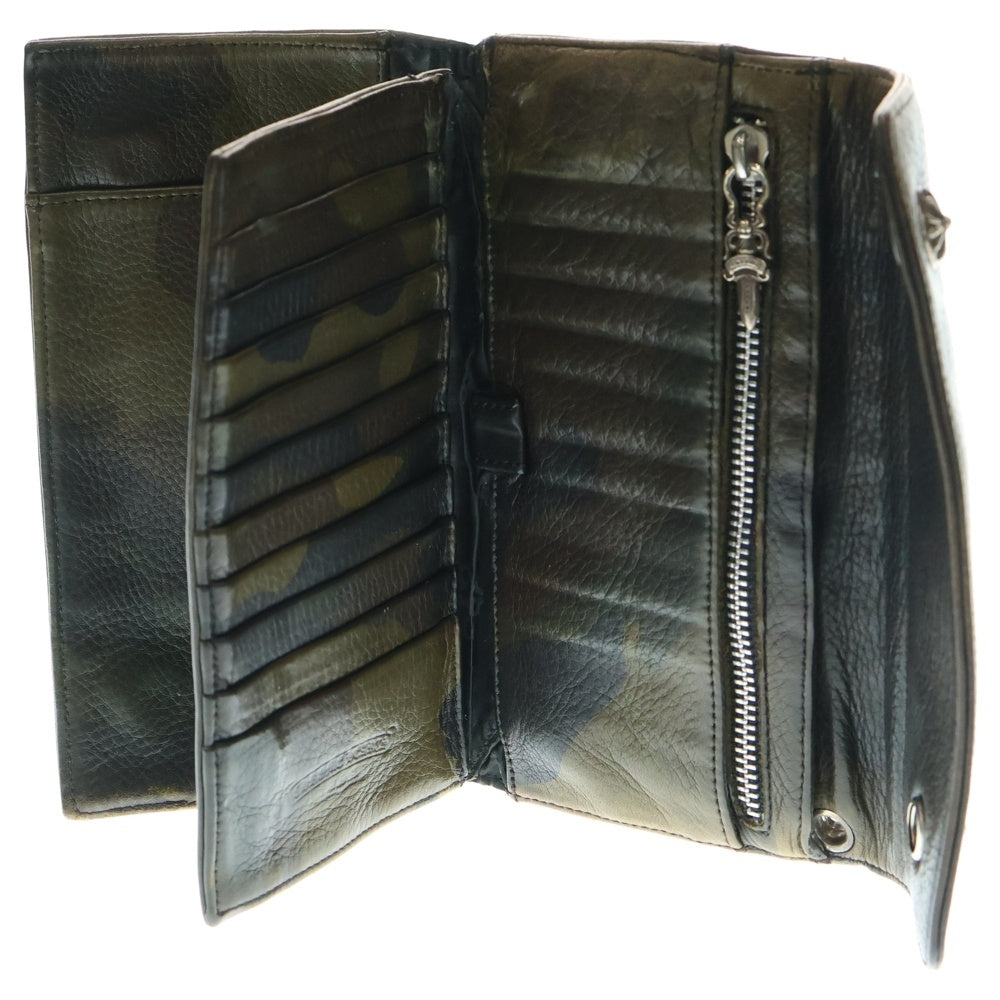 CHROME HEARTS(クロムハーツ) WAVE CROSS BALL CAMO ウェーブ ウォレット クロスボールボタン 迷彩 長財布 カーキ