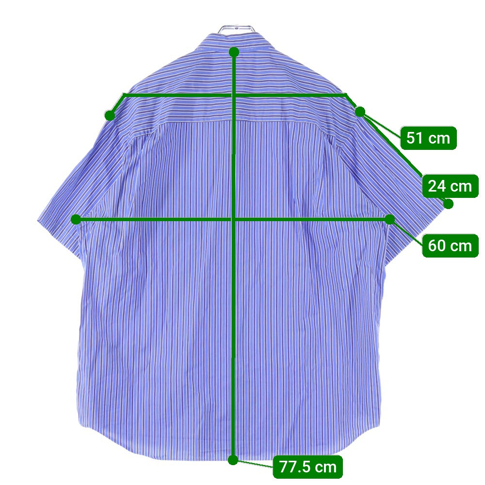 COMME des GARCONS HOMME(コムデギャルソンオム) 綿ストライプ ロゴ刺繍半袖シャツ ブルー HO-B023