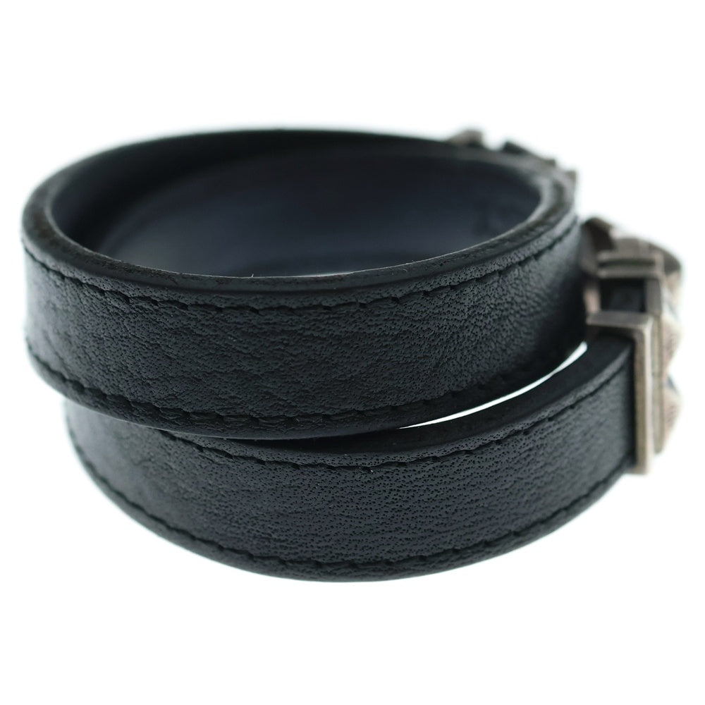 Justin Davis(ジャスティンデイヴィス) CAPRICE LEATHER 2WAY ダブルレザーブレスレット チョーカー シルバー/ブラック