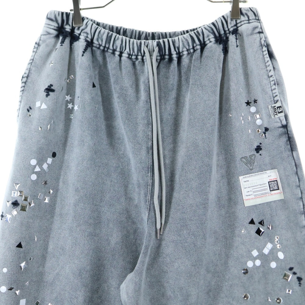 MAISON MIHARAYASUHIRO(メゾンミハラヤスヒロ) 25AW Embellished Bleached Sweat Pants ブリーチ スウェットパンツ スタッズ グレー A15PT563