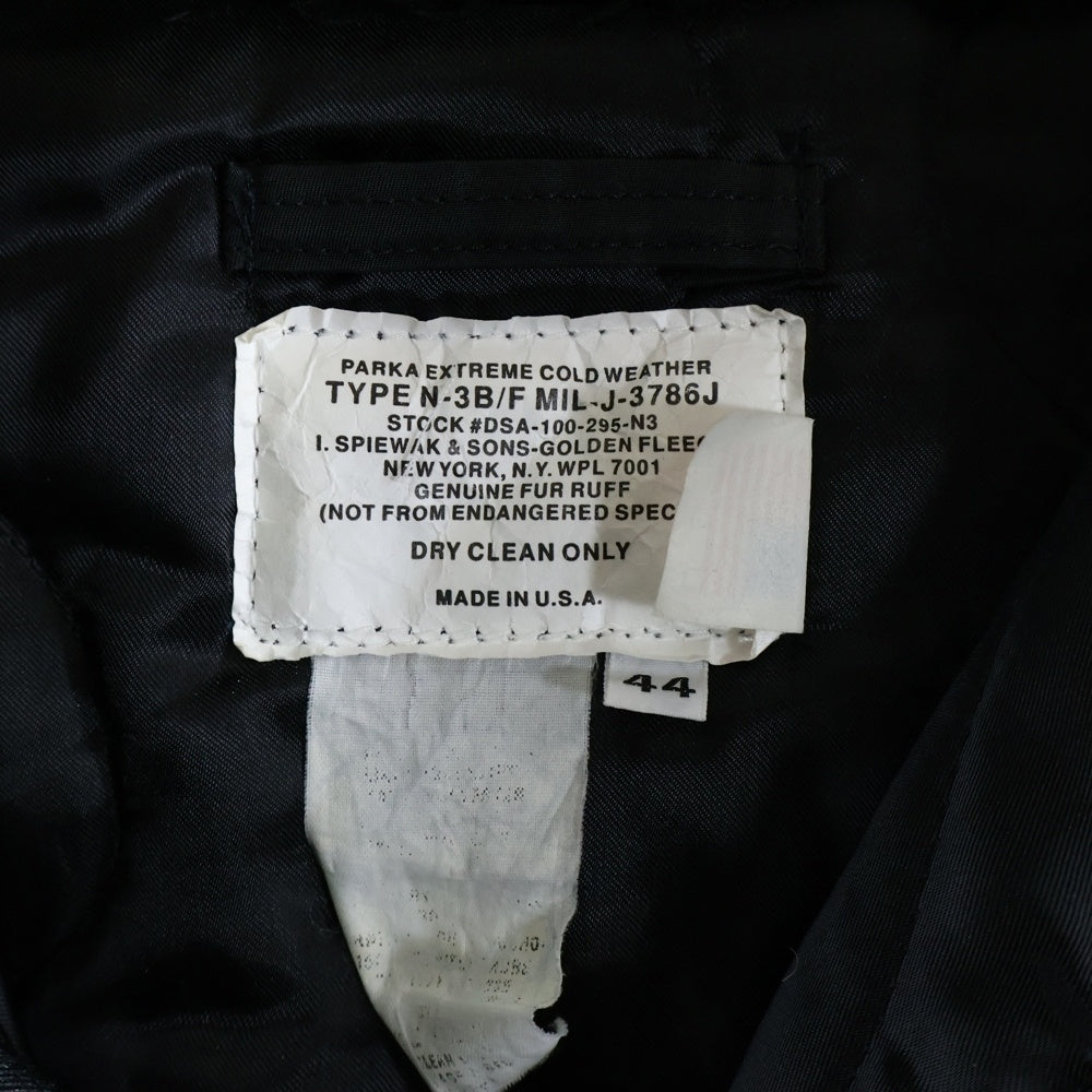 SPIEWAK(スピーワック) TYPE N-3B F MIL-J-3786J フライトジャケット ブラック