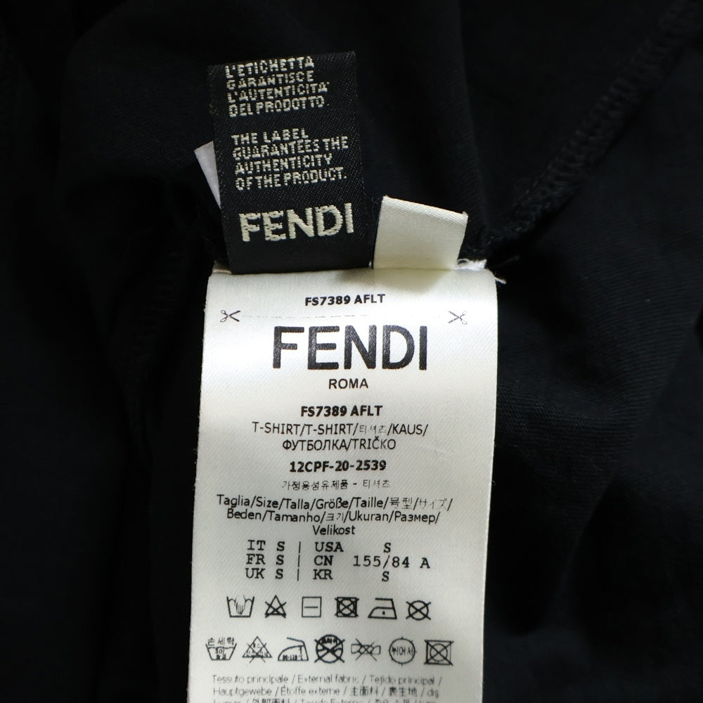FENDI(フェンディ) フロント ロゴカットエンブロイダリー クロップド半袖Tシャツ カットソー ブラック FS7389 レディース
