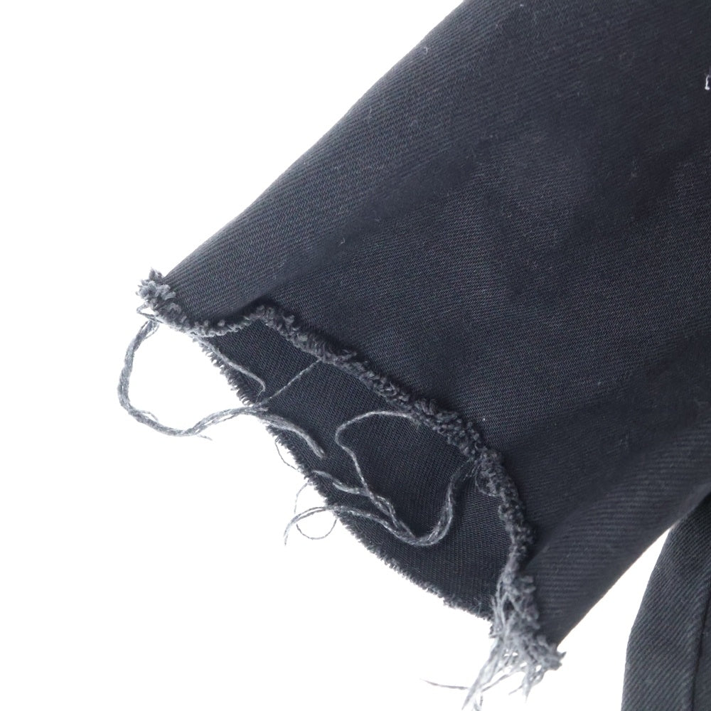 VETEMENTS(ヴェトモン) 19SS バック刺繍カットオフ ワークシャツ 半袖シャツ ブラック USS196060