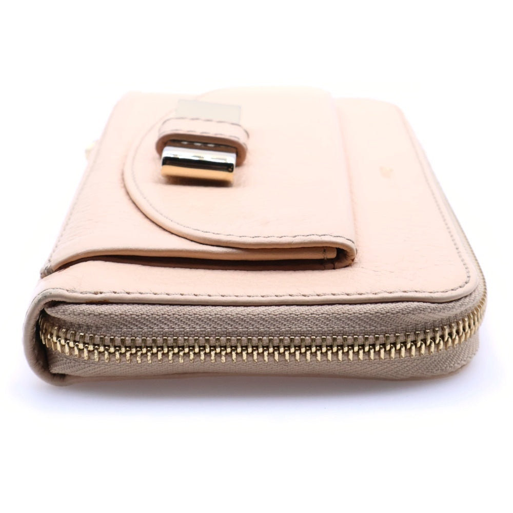 Chloe(クロエ) リリィ メタルリボン ラウンドジップ ロングウォレット 長財布 レディース ピンクベージュ