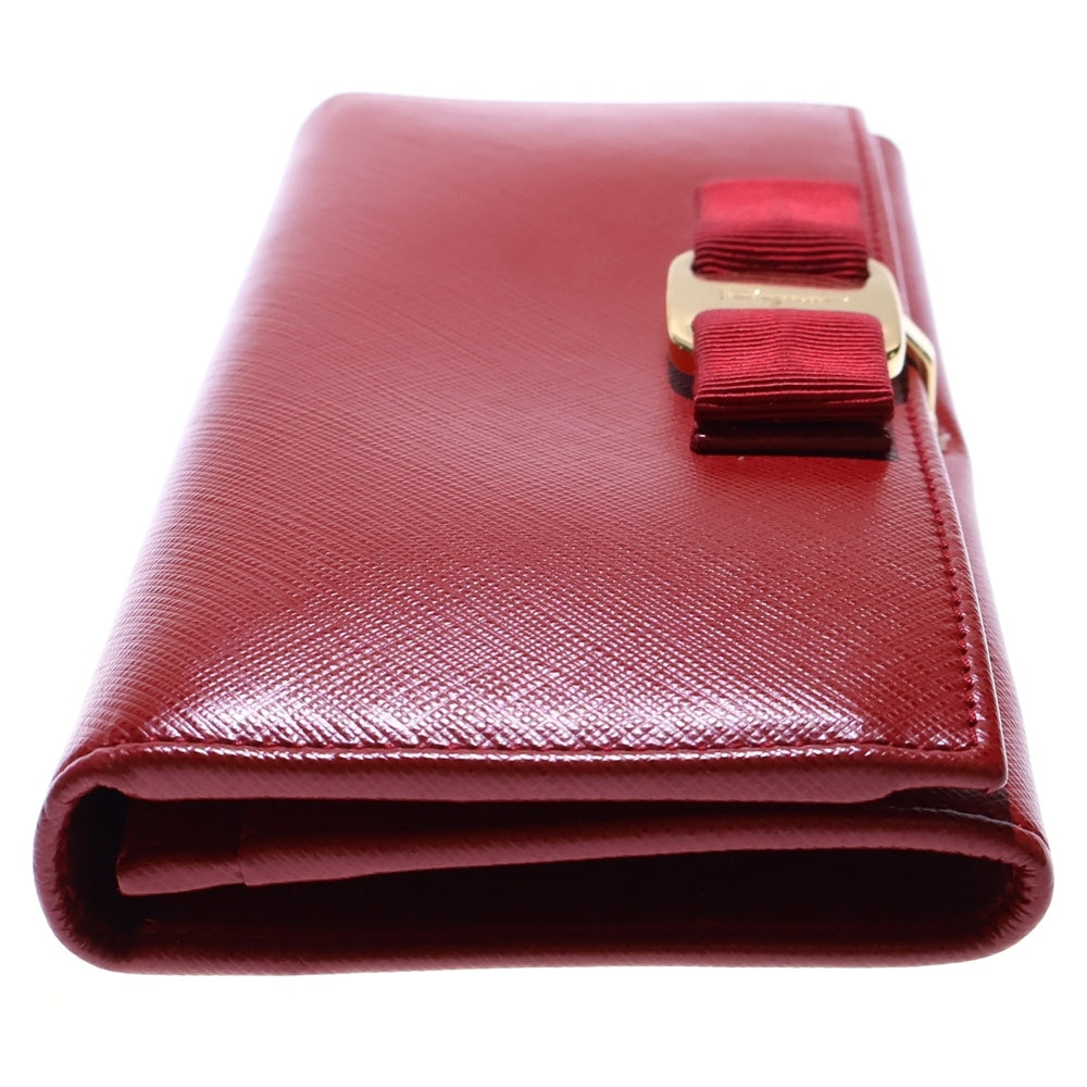 Salvatore Ferragamo(サルヴァトーレ フェラガモ) ヴァラリボン 2つ折りロングウォレット 長財布 レッド レディース
