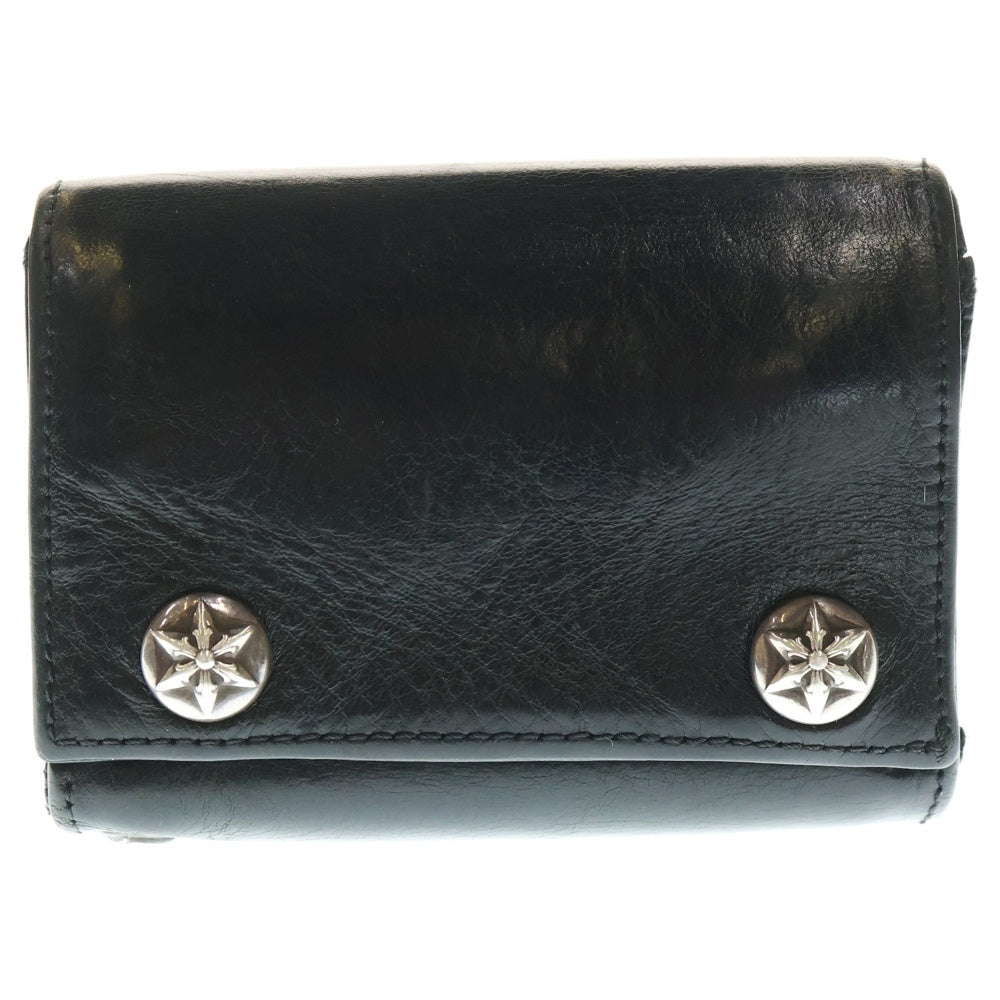 CHROME HEARTS(クロムハーツ) 3FOLD 3フォールド スターボタン レザーウォレット 財布 ブラック BCA364