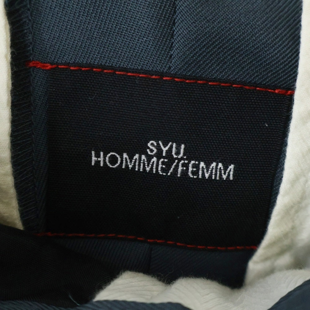 SYU.HOMME/FEMM(シュウ オム フェム) 21AW 裾ボタン ベルト付き スラックスパンツ グレー H21aw-19