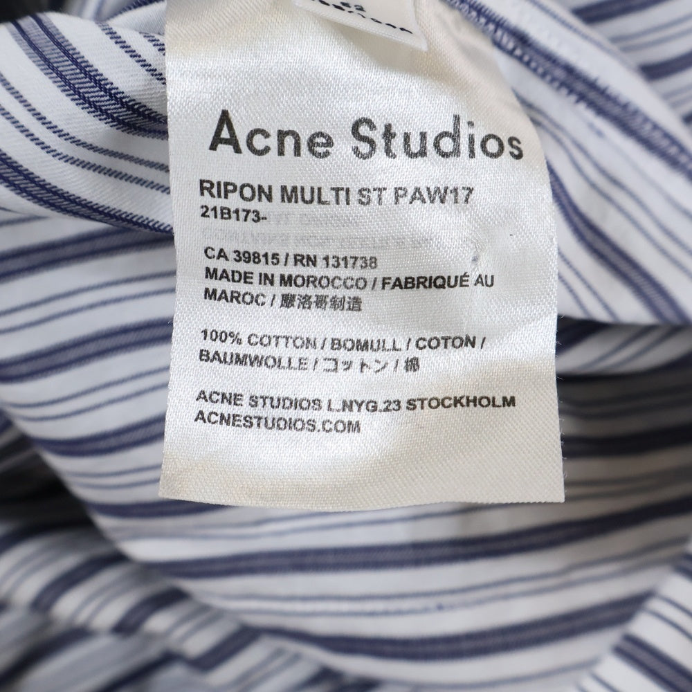 Acne Studios(アクネ ストゥディオズ) 比翼ボタン ストライプ 長袖シャツ ブルー/ホワイト 21B173