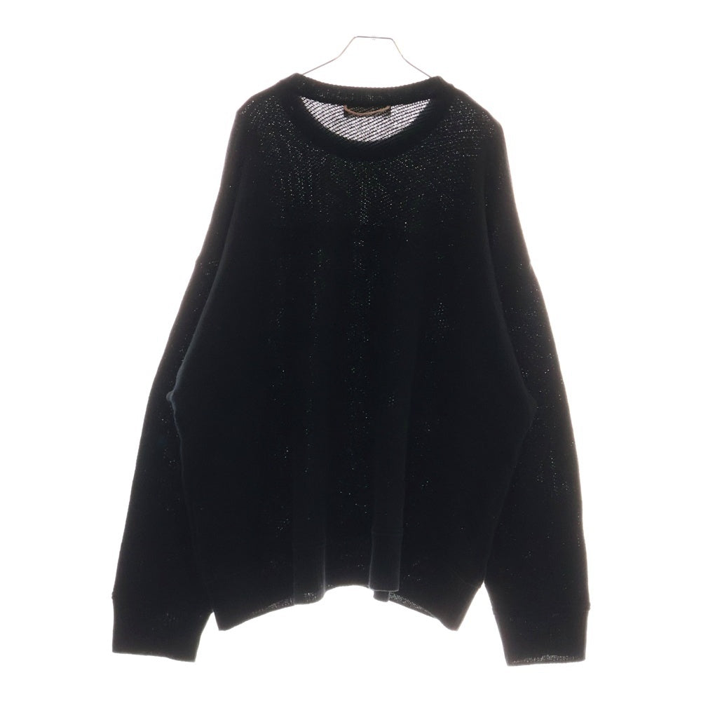 NEON SIGN(ネオンサイン) フロントデザイン クルーネックニット セーター ブラック N1470