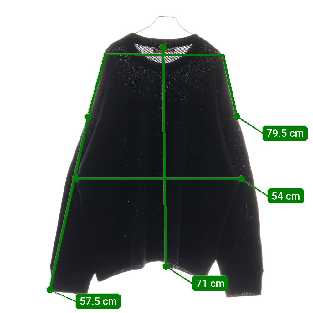 NEON SIGN(ネオンサイン) フロントデザイン クルーネックニット セーター ブラック N1470