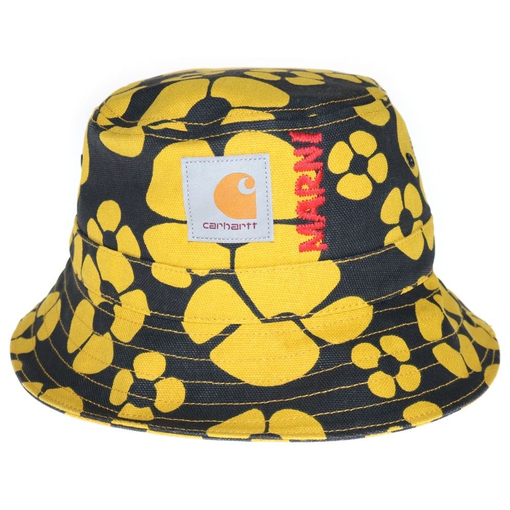 MARNI(マルニ) × CARHARTT ×カーハート フラワー総柄 バケットハット 帽子 イエロー/ブラック