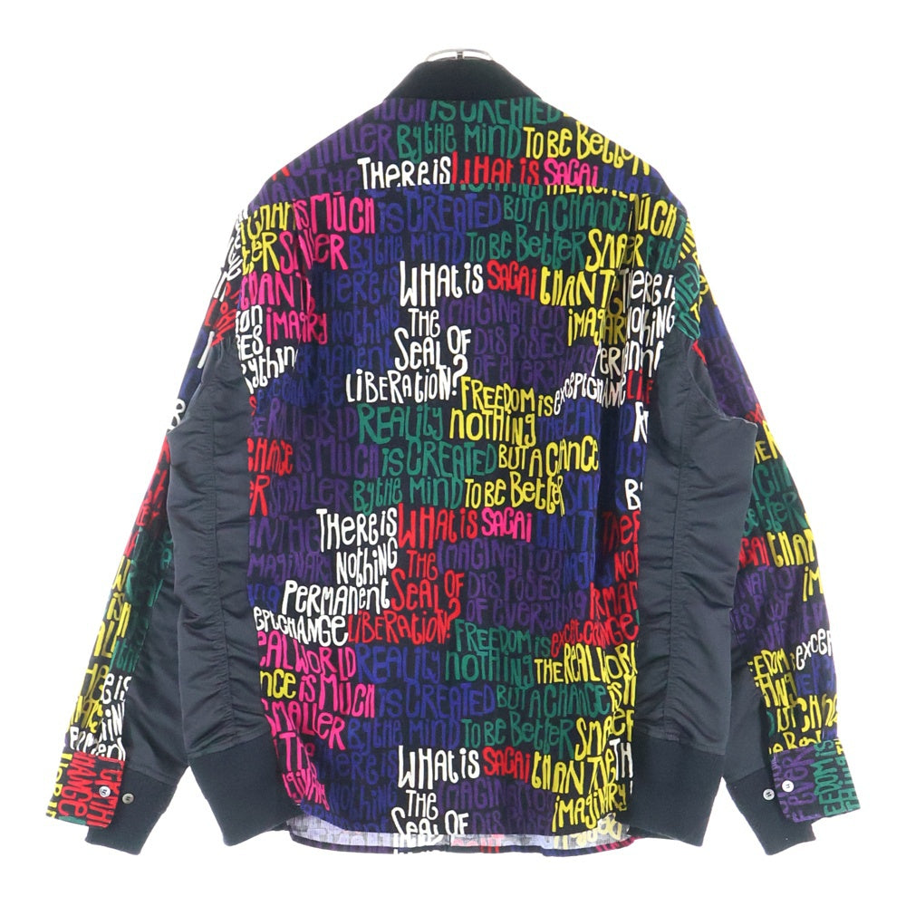 Sacai(サカイ) Message Print Hybrid Shirt MA-1 メッセージプリント ナイロン切り替え コーデュロイジャケット マルチ 21-02656M