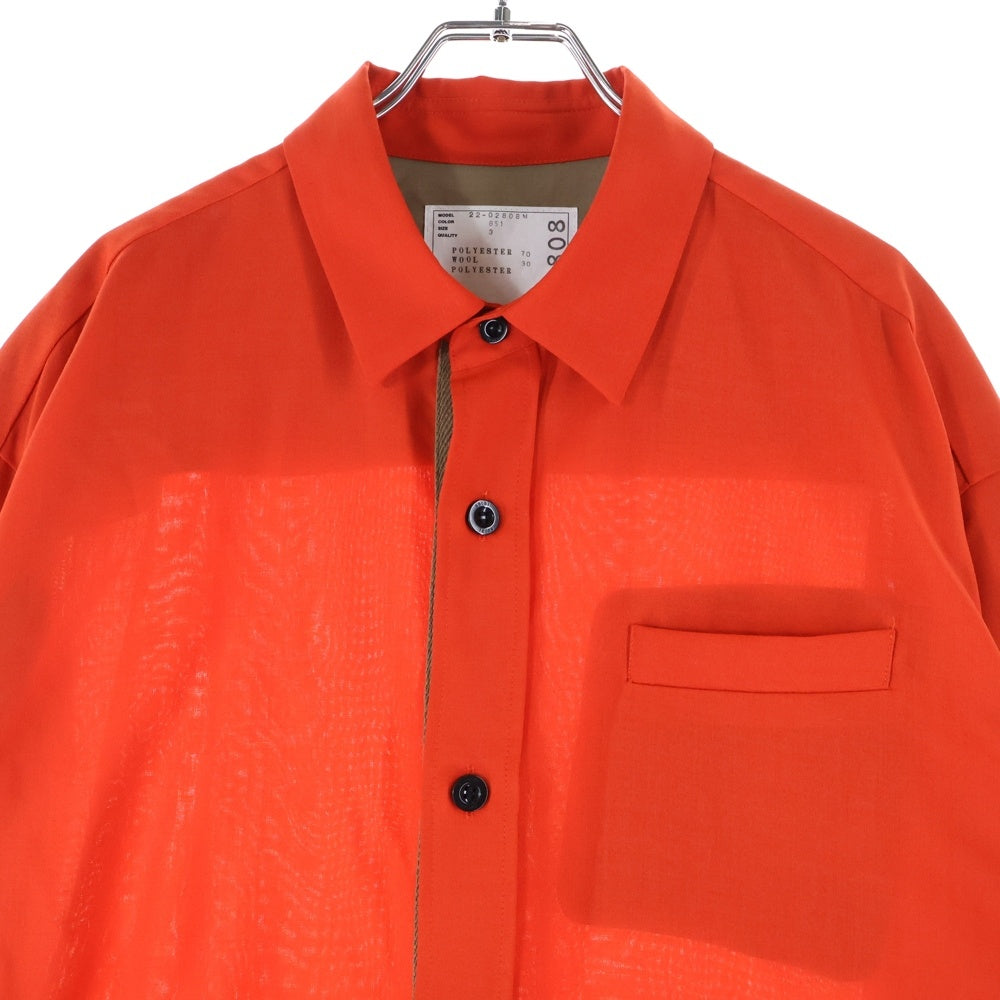 Sacai(サカイ) 22AW Wshirt jacket ナイロン 長袖シャツジャケット レッド 22-02808M