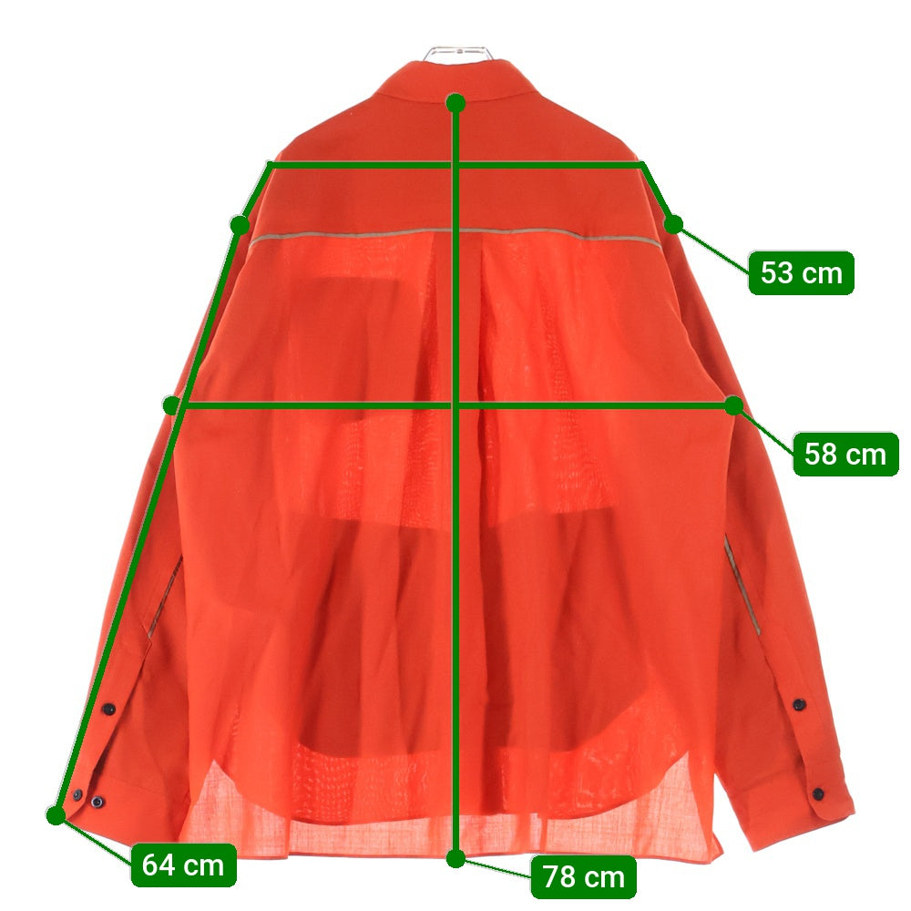 Sacai(サカイ) 22AW Wshirt jacket ナイロン 長袖シャツジャケット レッド 22-02808M