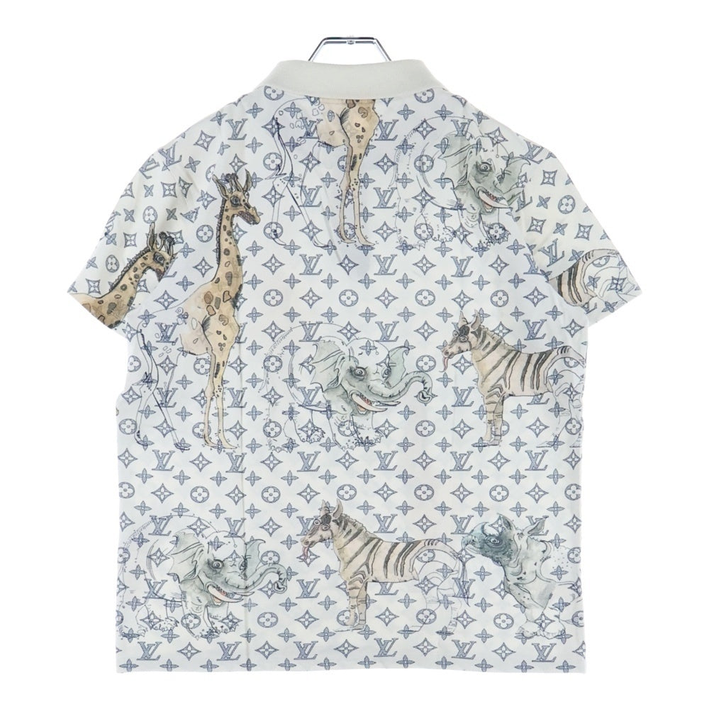LOUIS VUITTON(ルイヴィトン) ×CHAPMAN BROTHER チャップマンブラザーズ モノグラム アニマルプリント 半袖ポロシャツ カットソー ホワイト HAY80WC0G