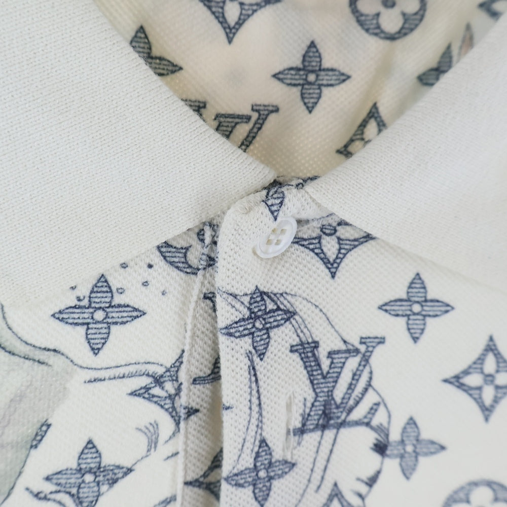 LOUIS VUITTON(ルイヴィトン) ×CHAPMAN BROTHER チャップマンブラザーズ モノグラム アニマルプリント 半袖ポロシャツ カットソー ホワイト HAY80WC0G