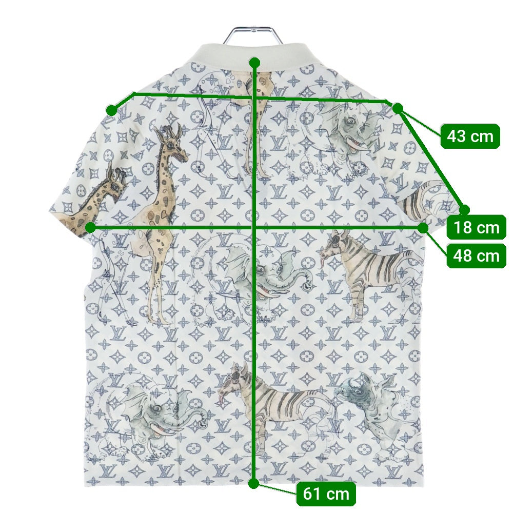 LOUIS VUITTON(ルイヴィトン) ×CHAPMAN BROTHER チャップマンブラザーズ モノグラム アニマルプリント 半袖ポロシャツ カットソー ホワイト HAY80WC0G