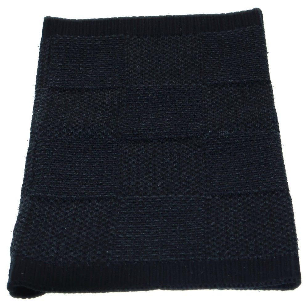 LOUIS VUITTON(ルイヴィトン) レザーパッチ ダミエ スヌード ネックウォーマー ブラック