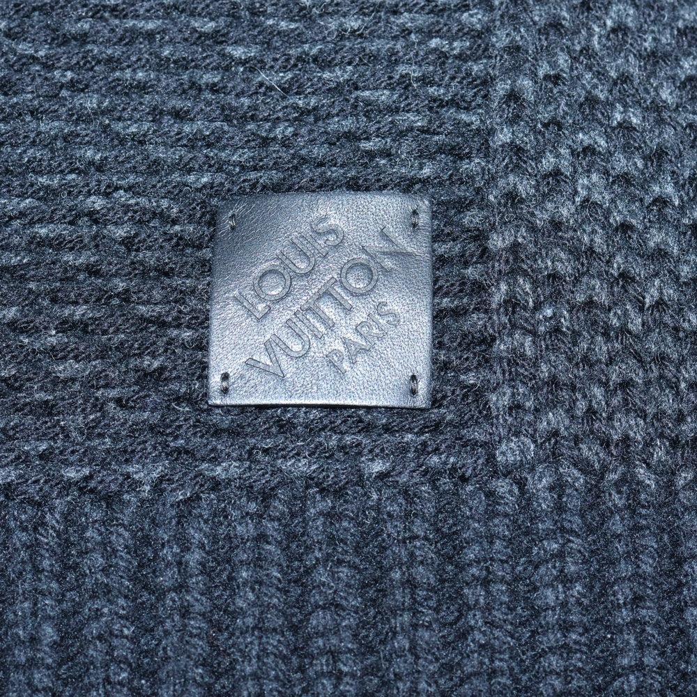 LOUIS VUITTON(ルイヴィトン) レザーパッチ ダミエ スヌード ネックウォーマー ブラック