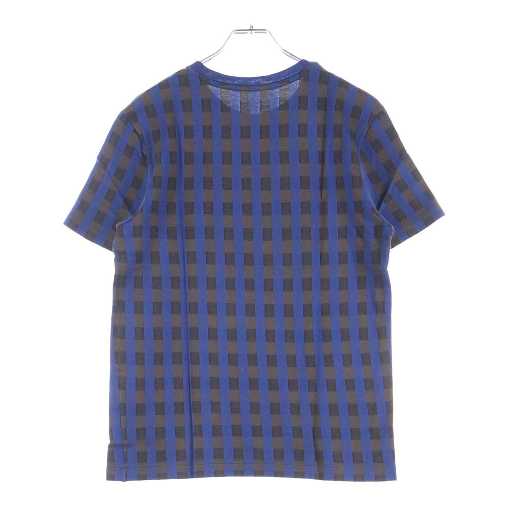 LOUIS VUITTON(ルイヴィトン) ロゴ刺繍 チェック柄 半袖Tシャツ カットソー ブルー/ブラウン RM142M H6Y06WJR1